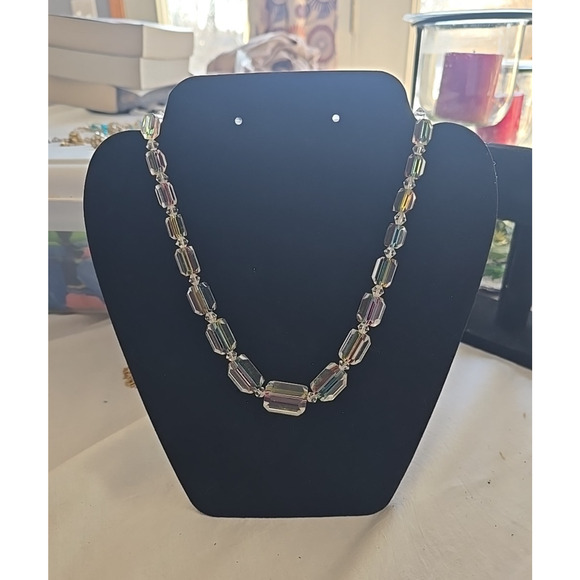 Late 1930s Art Deco Vintage Rainbow Cane Glass Bead Necklace